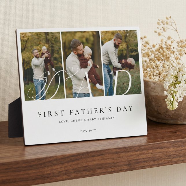 Dad Photo Collage First Father's Day Keepsake Gift Fotoplatte (Dad Photo Collage First Father's Day Keepsake Gift Plaque1)