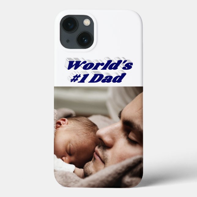 Dad Photo dark blue text  iPhone Case (Rückseite)