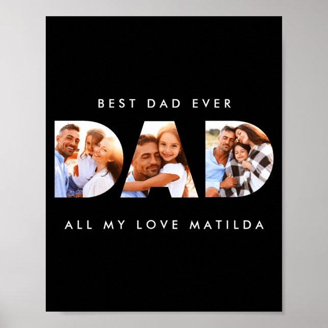 Dad Photo Modern Tygraphy Child Gift T Shirt  Poster (Vorne)