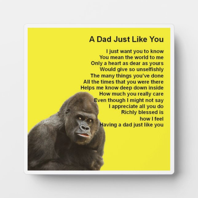 Dad Poem Plate - Gorilla Design Fotoplatte (Vorderseite)