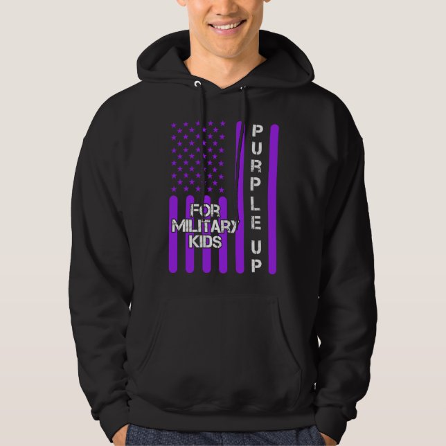 Dad Purple Up Military Child Kids Appreciation Ame Hoodie (Vorderseite)