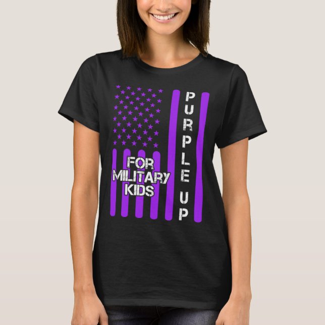 Dad Purple Up Military Child Kids Appreciation Ame T-Shirt (Vorderseite)