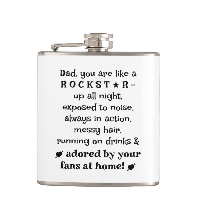 Dad Rockstar 6oz Flask, Birthday Gift From Baby,   Flachmann (Vorderseite)