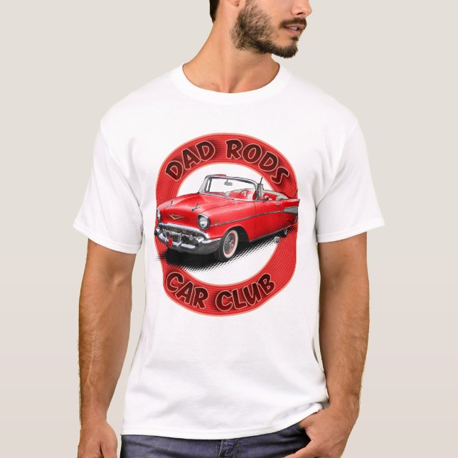 Dad Rods Car Club Red Bel Air Convertible T-Shirt (Vorderseite)