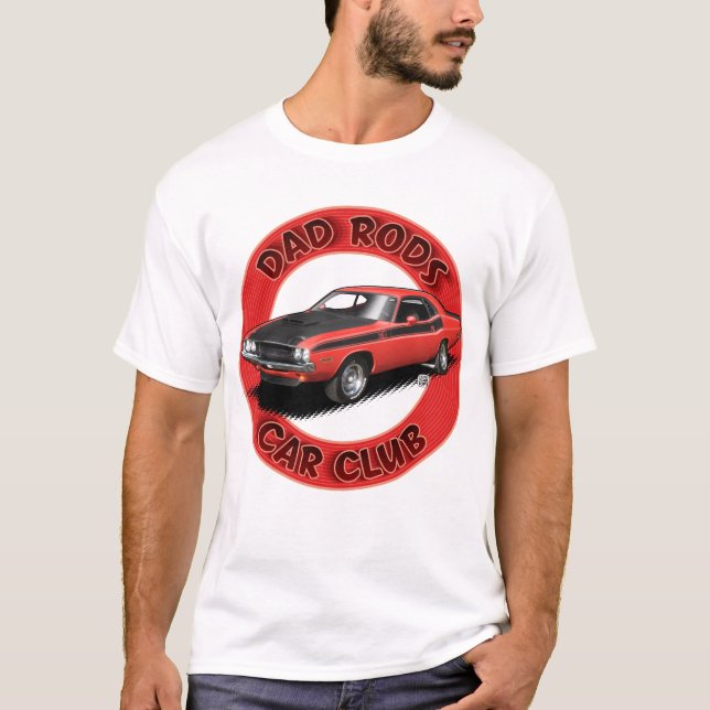 Dad Rods Car Club Red Challenger T-Shirt (Vorderseite)
