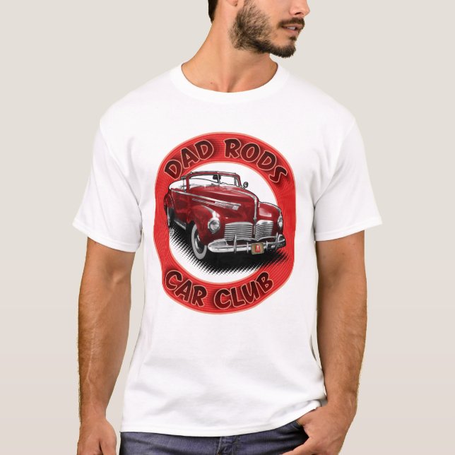 Dad Rods Car Club Red Hudson Convertible T-Shirt (Vorderseite)
