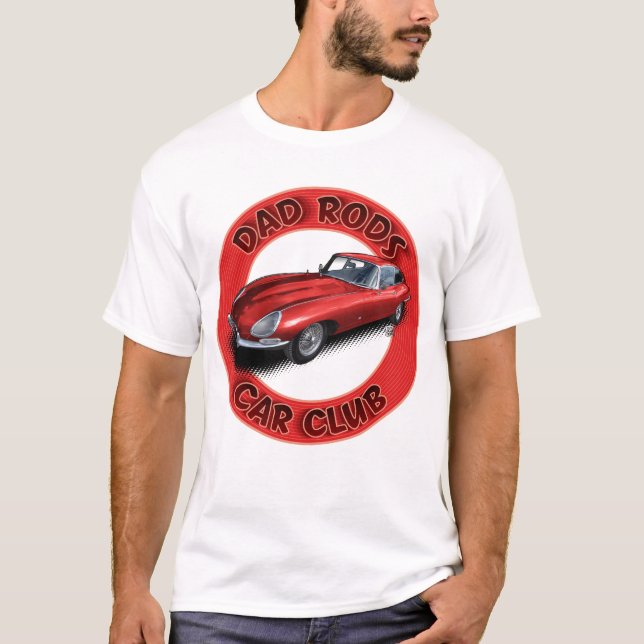 Dad Rods Car Club Red Jag Car T-Shirt (Vorderseite)