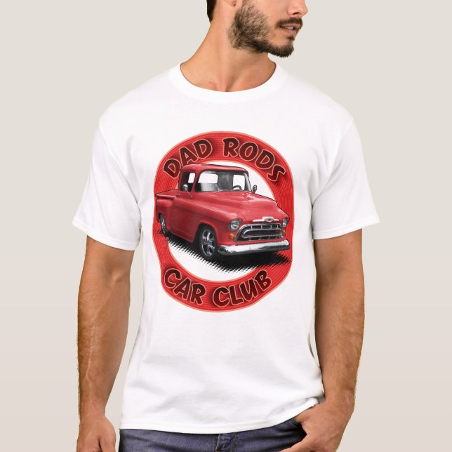 Dad Rods Car Club Red Pickup Car T-Shirt (Vorderseite)