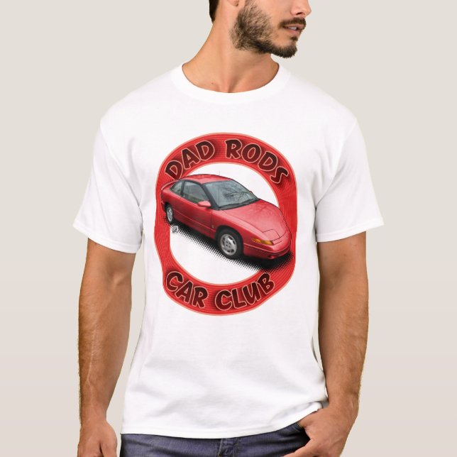 Dad Rods Car Club Red Saturn Coupe Car T-Shirt (Vorderseite)