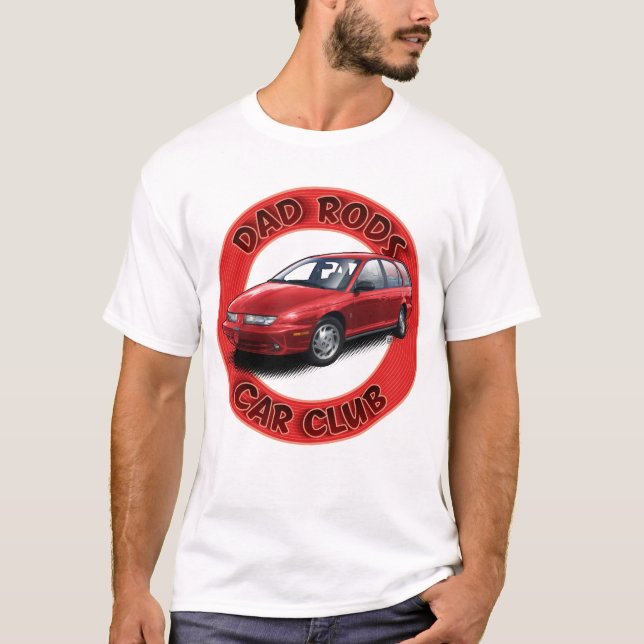 Dad Rods Car Club Red Saturn Wagon Car T-Shirt (Vorderseite)