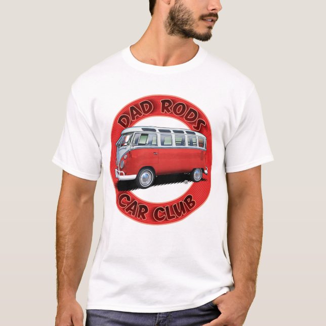 Dad Rods Car Club Red Transporter Bus T-Shirt (Vorderseite)
