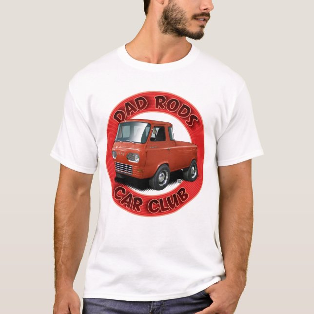 Dad Rods Car Club Red Van Up Car T-Shirt (Vorderseite)