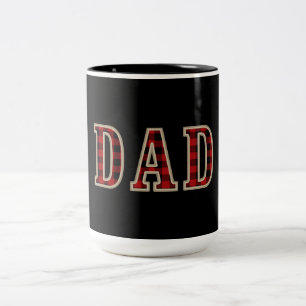 DAD Rustikal Rot Schwarz Büffel Karo Quadrate Zweifarbige Tasse