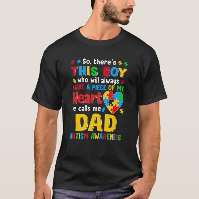 Dad Saurus Autismusbewusstsein T-Shirt (Vorderseite)