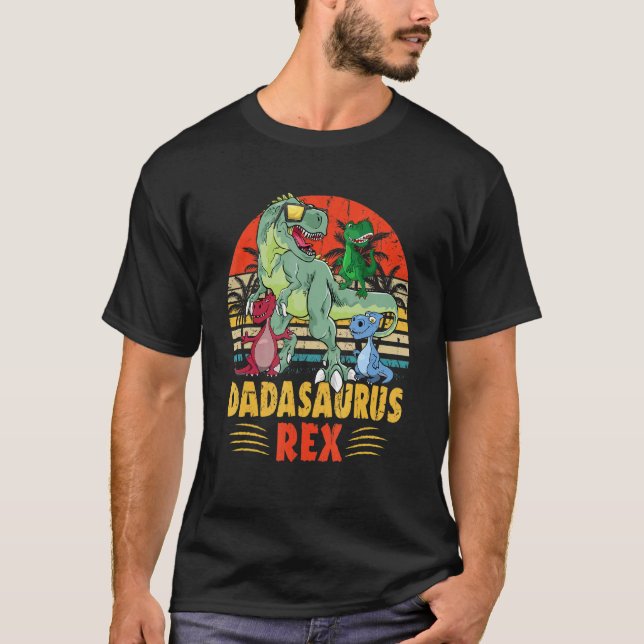 Dad saurus Rex Daddy Dinosaur 3 three Kids Father' T-Shirt (Vorderseite)
