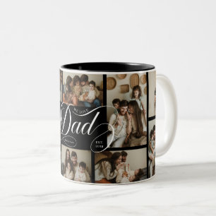 Dad-Script-Typografie 10-Foto-Collage Zweifarbige Tasse