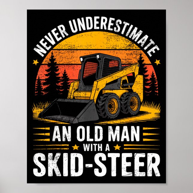 Dad Skid Steer Operator Father Construction Heavy  Poster (Vorne)