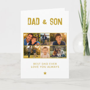 Dad & Sohn Gold Family 6 Foto Feiertagskarte