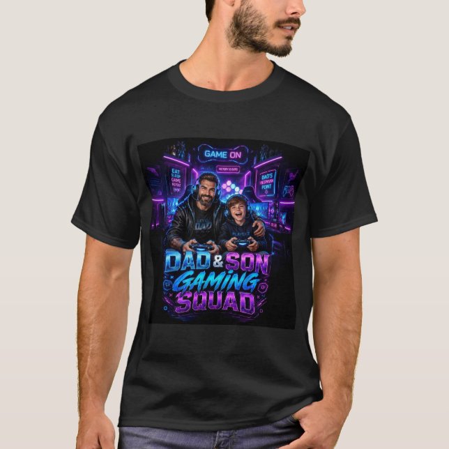 Dad & Son Gaming Squad T-Shirt  (Vorderseite)