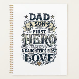Dad Son Hero Daughter Love Vintage Typography Shir Planer