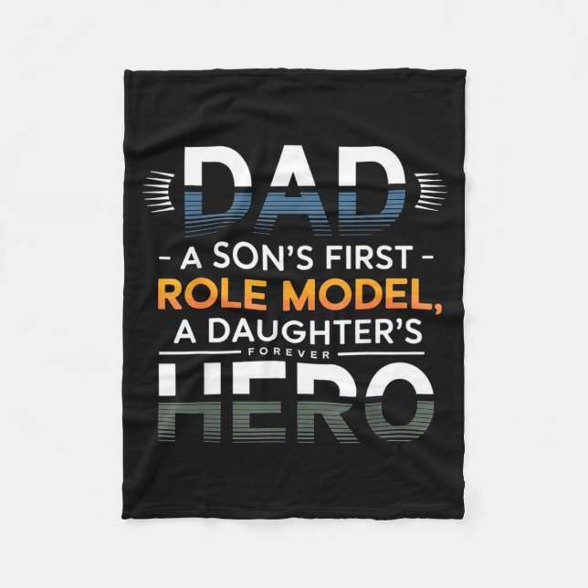 Dad Son Role Model Daughter Hero Quote  Fleecedecke (Vorderseite)