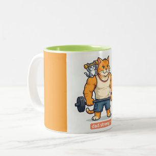 Dad Stärke - Lustiger Fitness-Katzen-Vater-Becher Zweifarbige Tasse