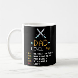 Dad-Statistiken Pixel-Arcade-Spiel Charakter Level Kaffeetasse