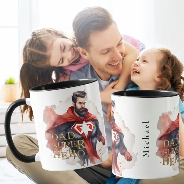 Dad Super Hero Zweifarbige Tasse (Dad Super Hero Two-Tone Coffee Mug)