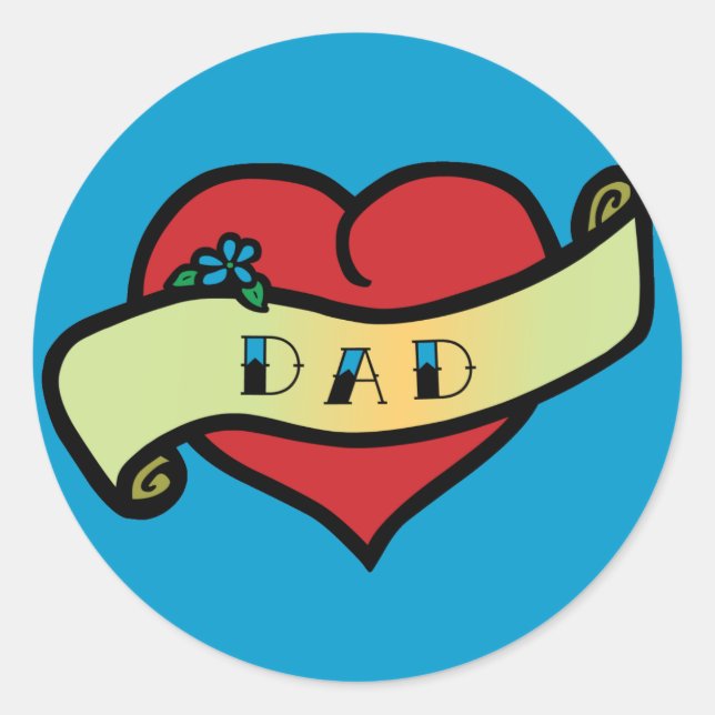 Dad Tattoo Heart Runder Aufkleber (Vorderseite)