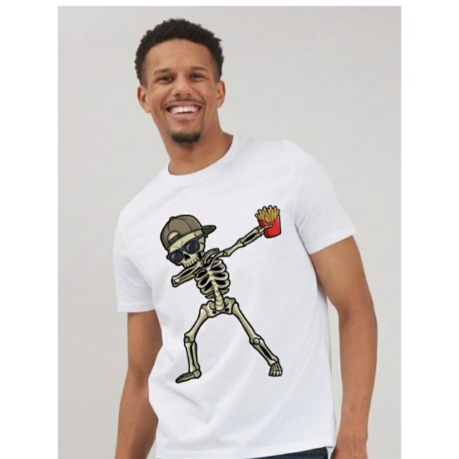 dad tax Dabbing Skeleton French Fries for dads T-Shirt (Von Creator hochgeladen)