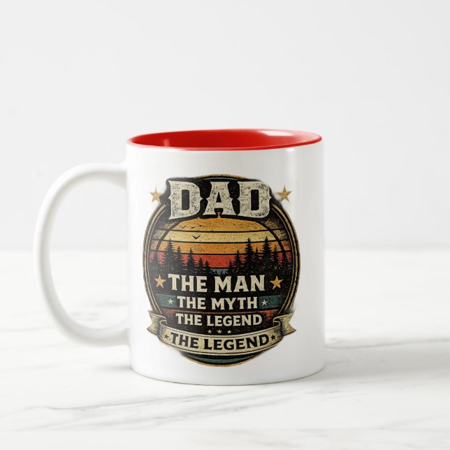 Dad The Man The Myth The Legend Funny Father Gift  Zweifarbige Tasse (Links)