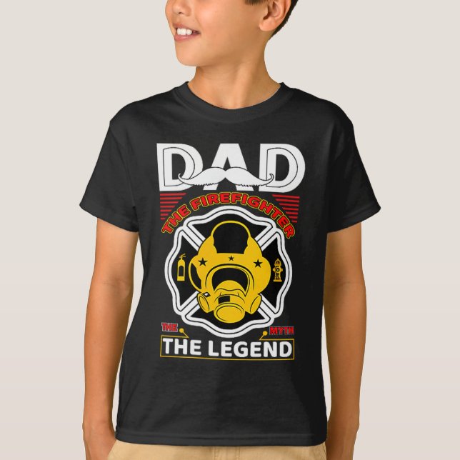 Dad The Myth Legend Fireman Gift Proud Firefighter T-Shirt (Vorderseite)