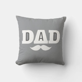 Dad Throw Pillow Mustache Brow Black Grey Orange Kissen