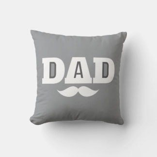 Dad Throw Pillow Mustache Brow Black Grey Orange Kissen