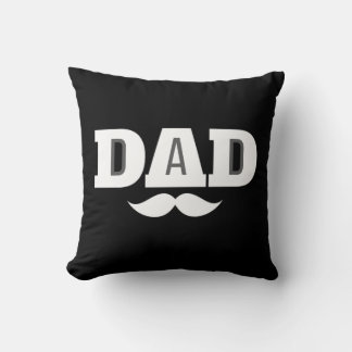 Dad Throw Pillow Mustache Brow Black Grey Orange Kissen
