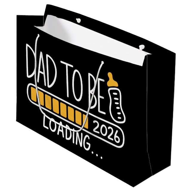 Dad To Be 2026 Promoted to Daddy New Father  Große Geschenktüte (Vorderseite Schrägansicht)