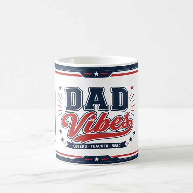 Dad Vibes Rot Navy Retro 2 Foto Design Kaffeetasse (Mittel)