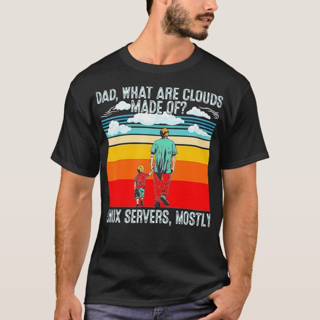 Dad Was Sind Wolken Linux Programmierer Retro T-Shirt (Vorderseite)