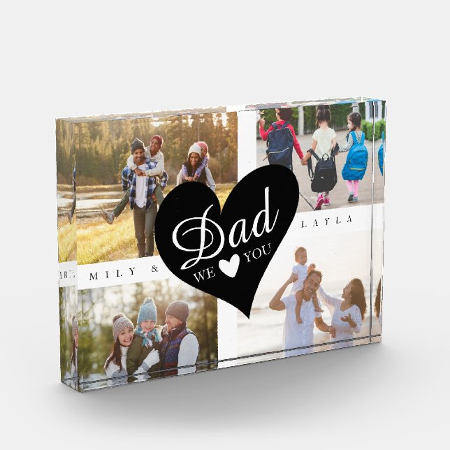 Dad We Love You Modern Heart Photo Fotoblock (Links)
