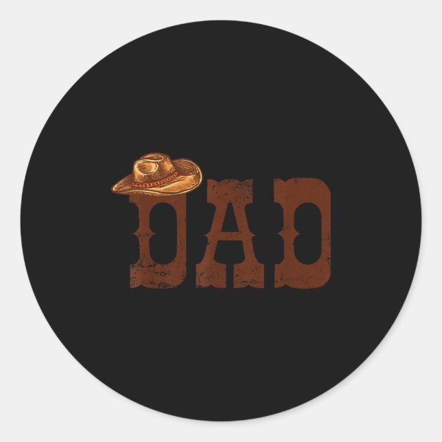 Dad Western Family Matching Birthday Cowboy Cowgir Runder Aufkleber (Vorderseite)