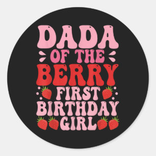 Dada Berry First Birthday Strawberry Girl Mama und Runder Aufkleber
