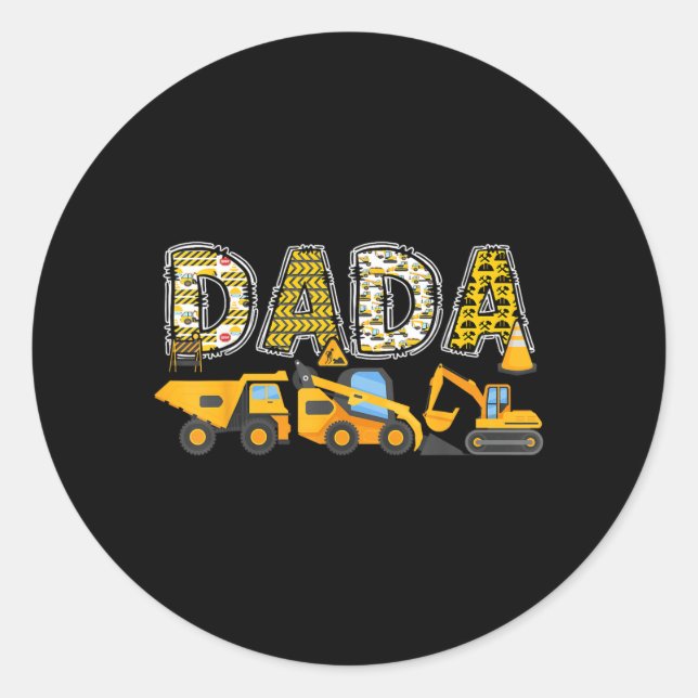 Dada Construction Bagger Kinder passende Familie Runder Aufkleber (Vorderseite)