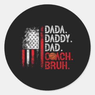 Dada Daddy Papa Coach Bruh Skelett Papa Us Flag Va Runder Aufkleber