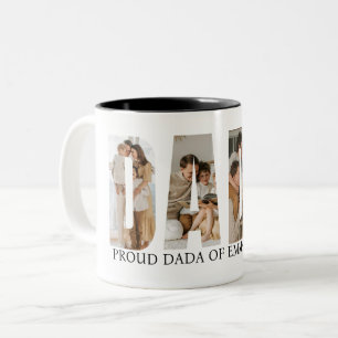 Dada-Foto-Collage-Tasse zum Vatertag Zweifarbige Tasse