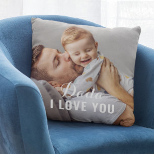 Dada, ich liebe dich, Foto zum Vatertag Kissen