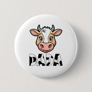 Dada Kuh Print Cow Muster Vatertag Button