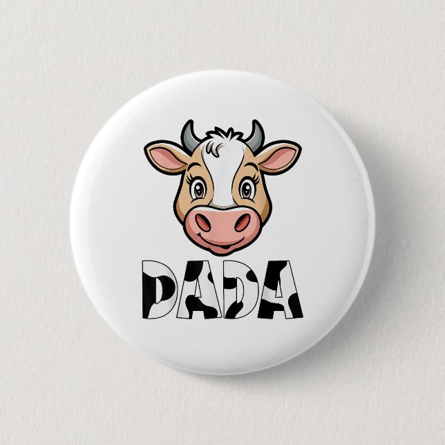 Dada Kuh Print Cow Muster Vatertag Button (Vorderseite)