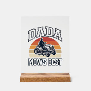 Dada Mows Best Vintage-Rasenmäher-Shirt-Design_1 Acrylschild