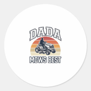 Dada Mows Best Vintage-Rasenmäher-Shirt-Design_1 Runder Aufkleber