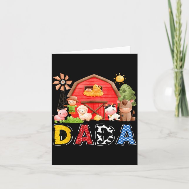 Dada Red Farm Cow Birthday Boy Matching Family Par Karte (Vorderseite)